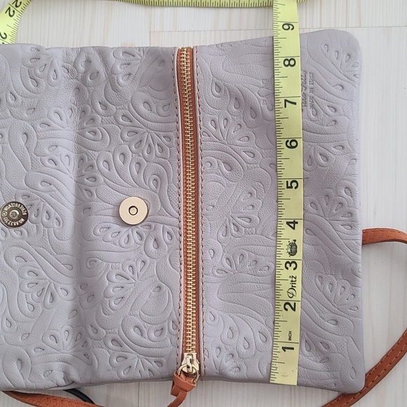 Vera Pelle Light Grey Genuine Leather Crossbody Small Bag (W8.5"× H7.5") - Picture 8 of 12